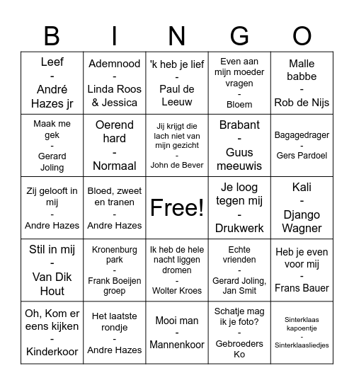 meezingers Bingo Card