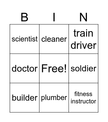 Occupations Bingo Card