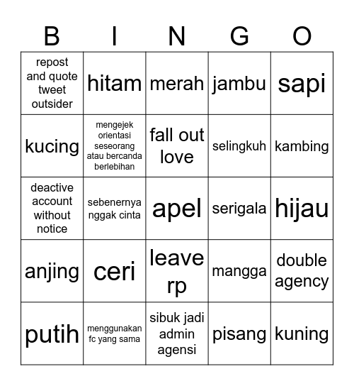 papan kecil maru. Bingo Card