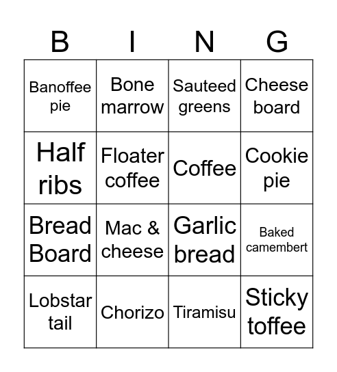 M&C Bingo Card