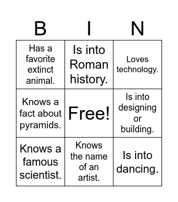 Museum Bingo Card Bingo Card