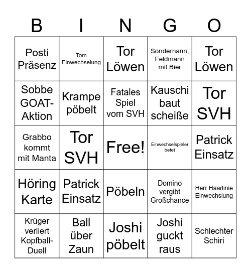 SVH gegen Löwen Bingo Card