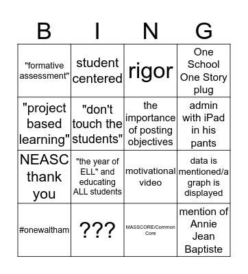 Convocation Bingo Card