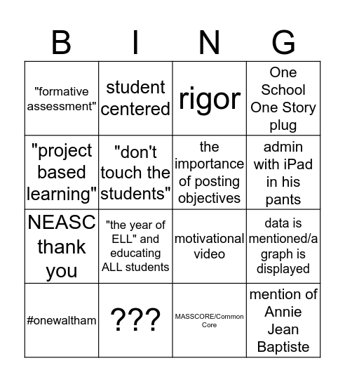 Convocation Bingo Card