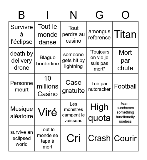 Lethal Company Bingo Card