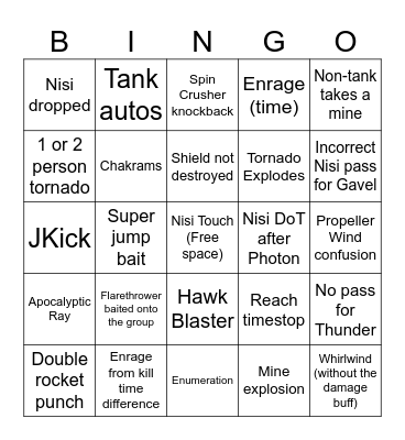 TEA phase 2 Bingo Card