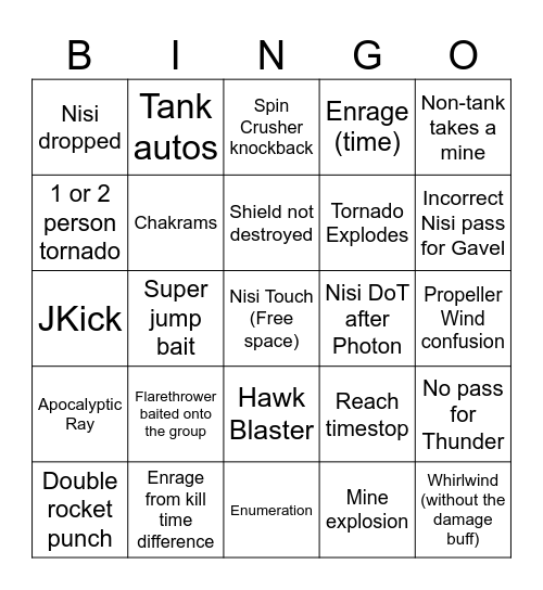 TEA phase 2 Bingo Card