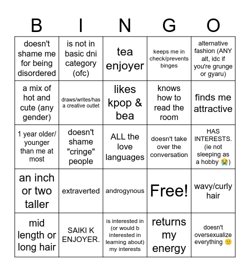 jimbo's type Bingo Card