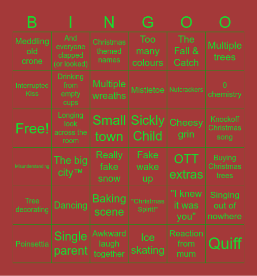 Bad Christmas movie bingo Card