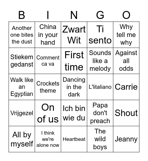 GELE STRIKJES BINGO Card