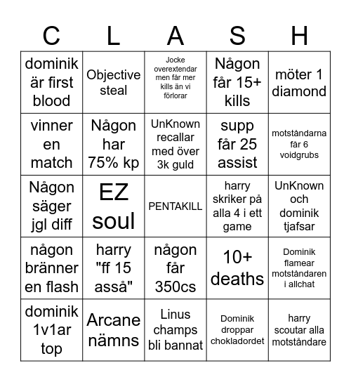 Clash :D:D:D:D Bingo Card