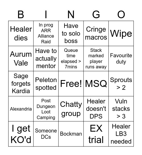 Mentor Roulette Bingo Card