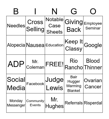 CLIENTS FIRST FUN Bingo Card