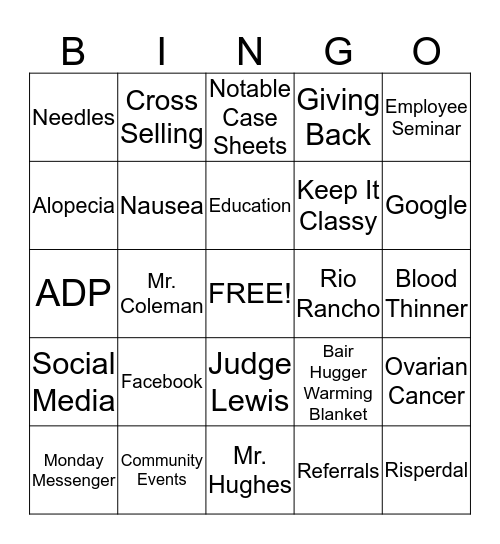 CLIENTS FIRST FUN Bingo Card