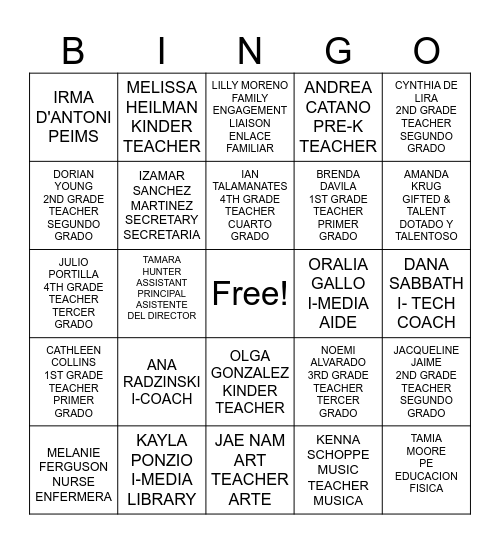 ELLEN OCHOA STEM ACADEMY Bingo Card