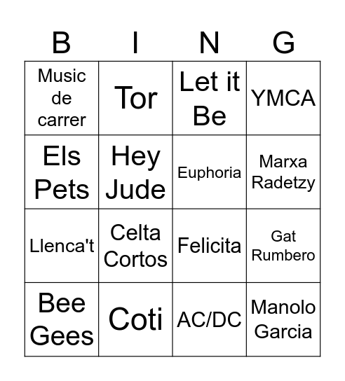 MUSICAL Bingo Card