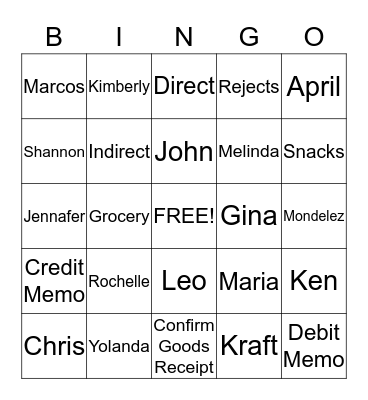 Fun Day Bingo Card
