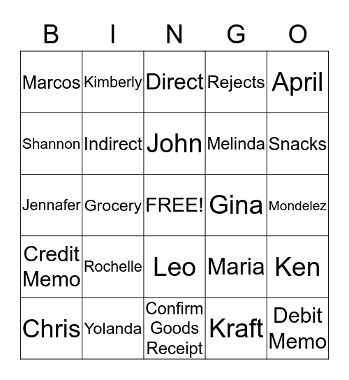Fun Day Bingo Card