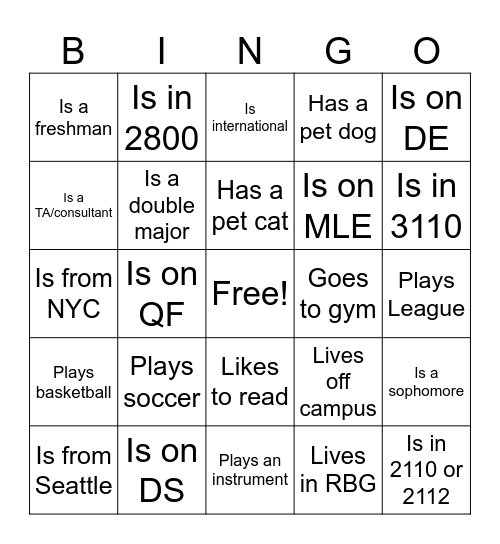 Find someone who... Bingo Card