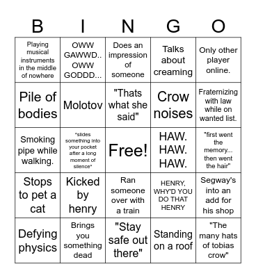 Tobias Bingo Card