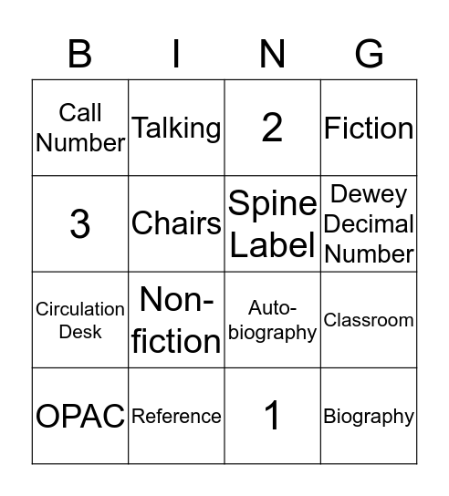 LIBRARY BING! Bingo Card