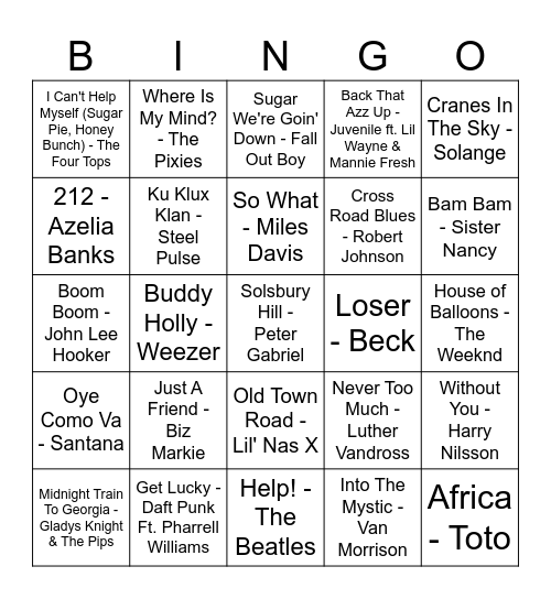 Rolling Stones Magazine #500-#436 Bingo Card