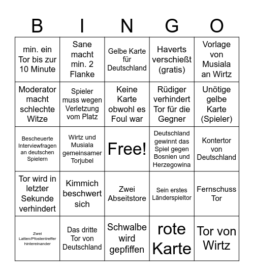 Fußball Bingo Card