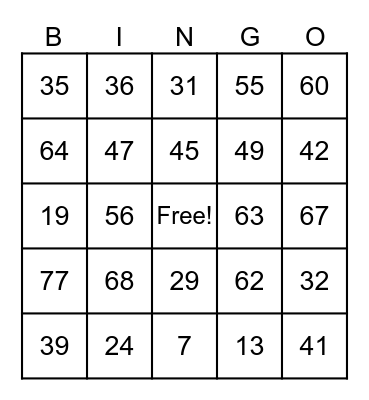 Addition and Subtraction Practice Bingo Card