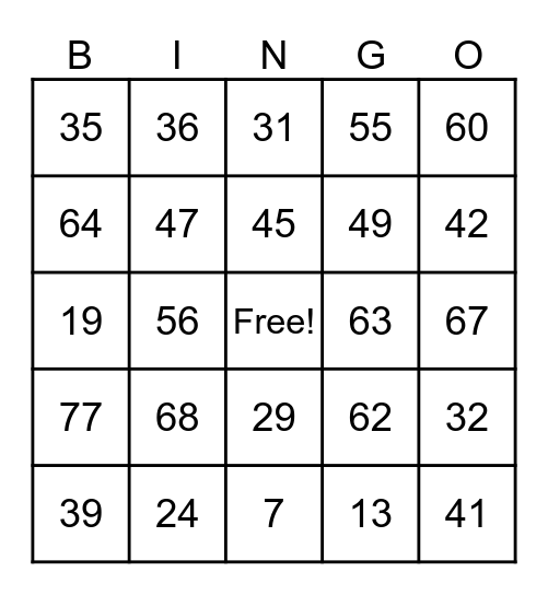 Addition and Subtraction Practice Bingo Card