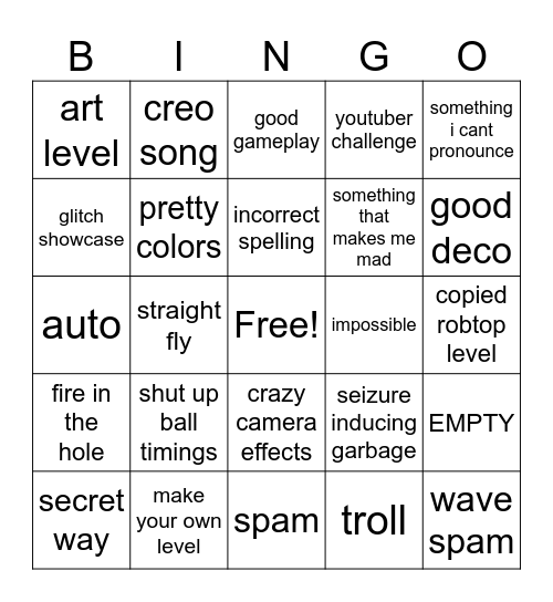 gd bingo Card