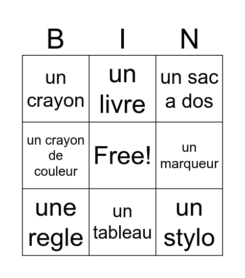 Les objects de la classe Bingo Card