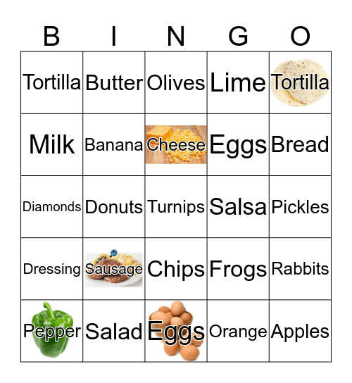 Grocery Store Recipe Bingo Card