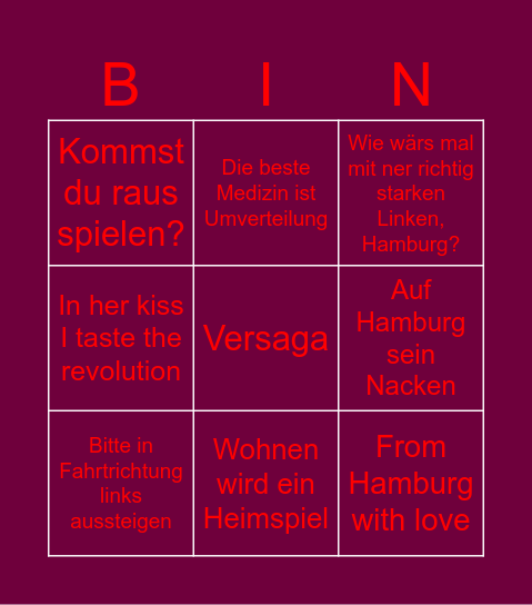 Speed-Bingo: Bewerbungsrede Bingo Card