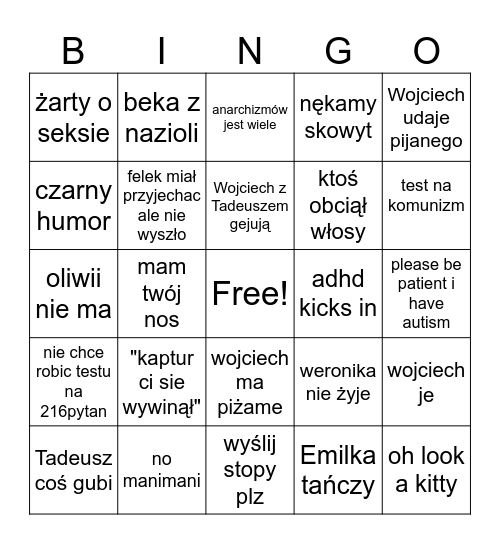 punk orzeł bingoo Bingo Card
