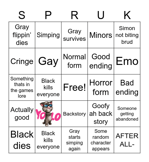 BrainRot Sprunki Bingo Card