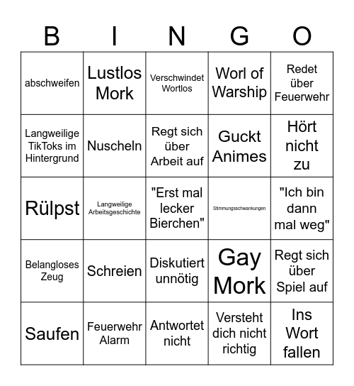 Mork Bingo Card