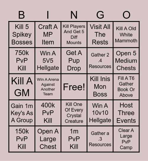 We Roaming Bingo Card