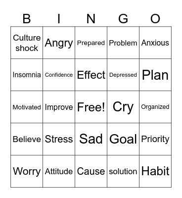 Vocabulary Bingo Card