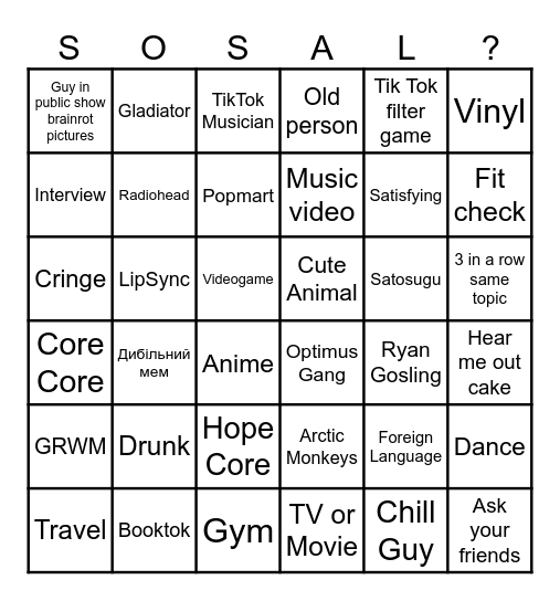 TikTok Bingo 2024 Bingo Card