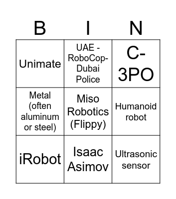 Robotics Bingo Card