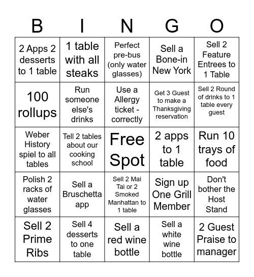 Server Bingo Card