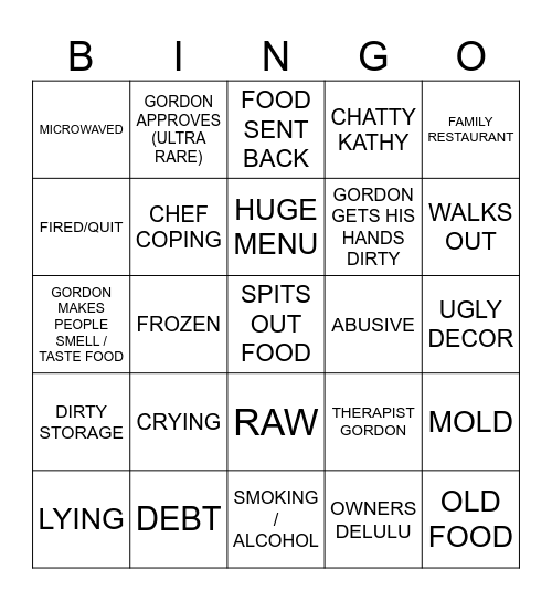 KITCHEN NIGHTMARES Bingo Card