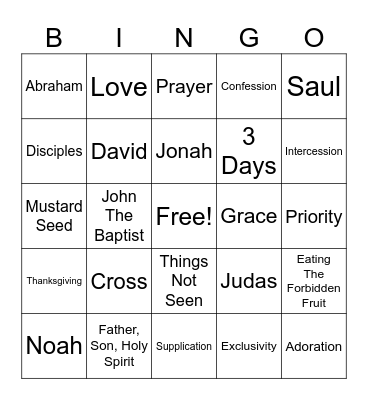 Bible Trivia Bingo Card