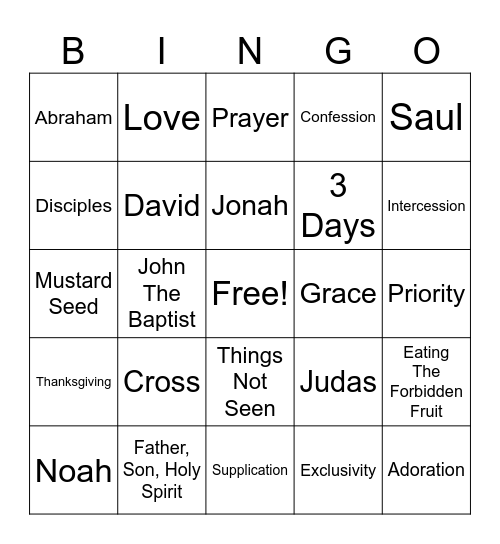 Bible Trivia Bingo Card