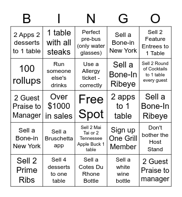 Server Bingo Card