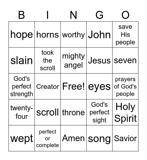Revelation Lesson #10 Bingo Card
