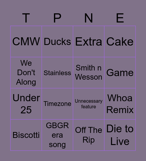 Juice WRLD x Complex Con: TPNE Listening Party Bingo Card Bingo Card