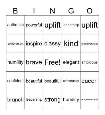 Women's Empowerment Brunch Bingo Card