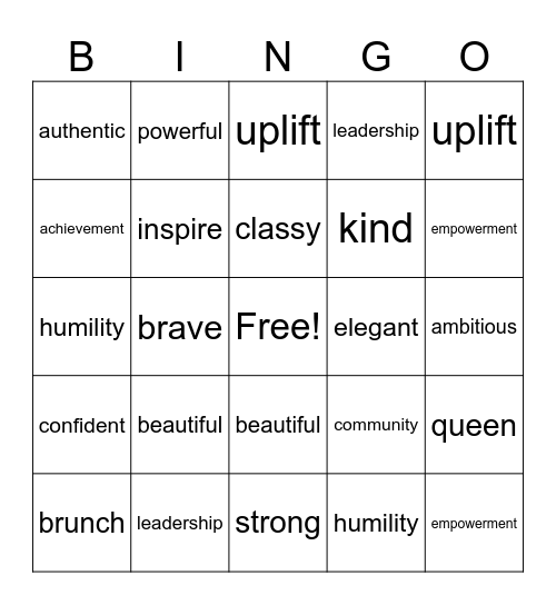 Women's Empowerment Brunch Bingo Card