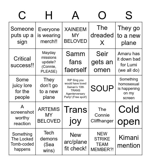 Transplanar CHAOS A3 Ep 3-4!! Bingo Card